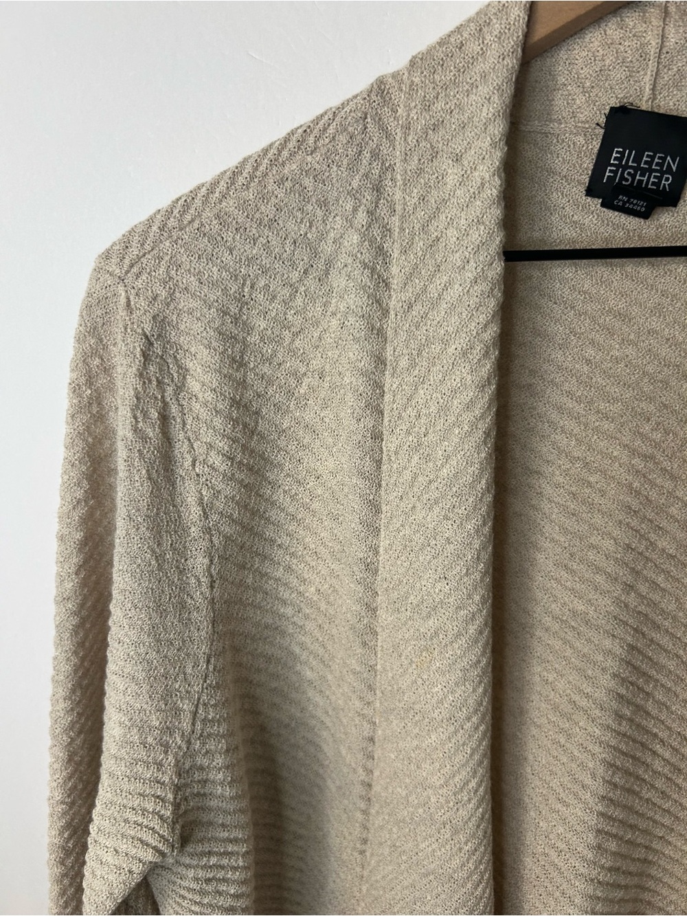 Eileen Fisher Women’s Tan Wool Sweater Twinset w/ Open Cardigan and Tank, Large - Picture 9 of 14